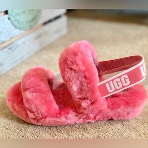 UGG OH YEAH SLIDE 8 Sheepskin Slipper Sandals Womens Brand New Pink